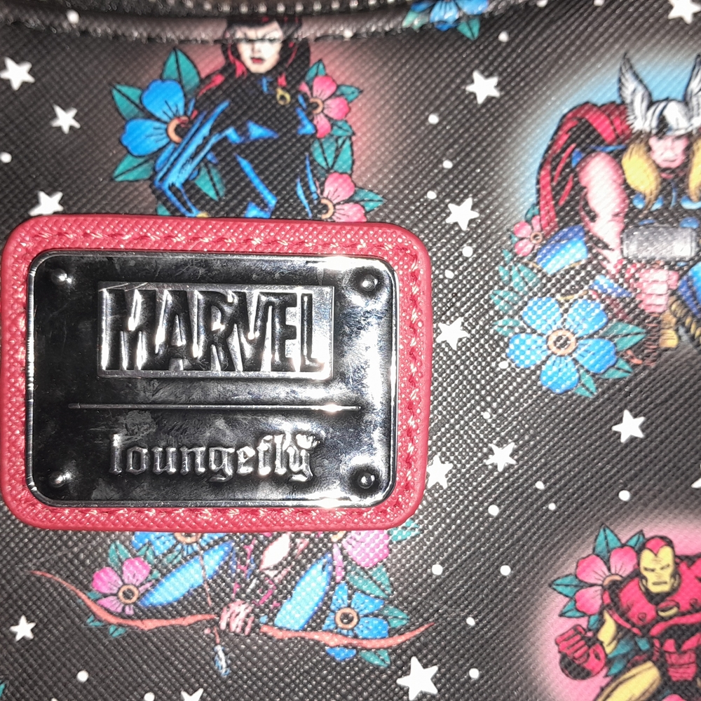 Marvel Loungefly Black and Red Superhero Bag  With Coin Pouch NWOT - Picture 2 of 12